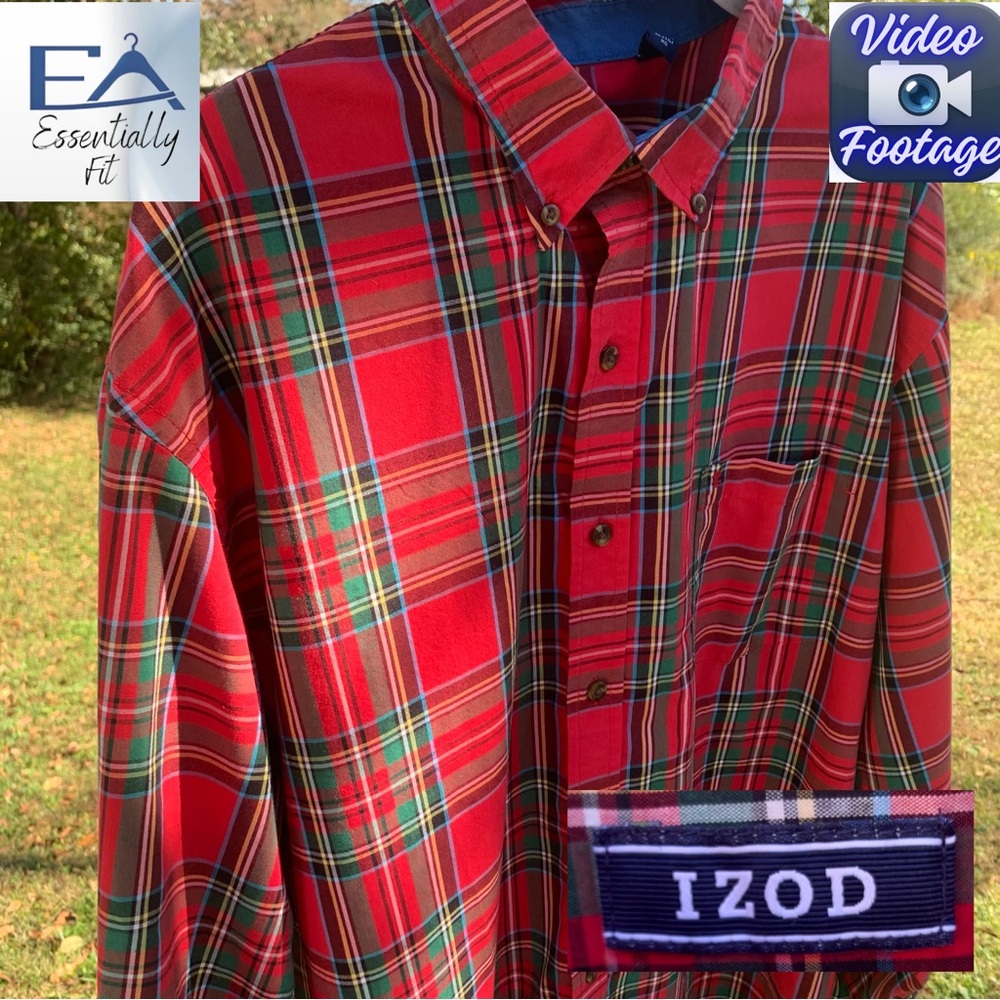 Izod Red Plaid Flannel Shirt Men’s XL